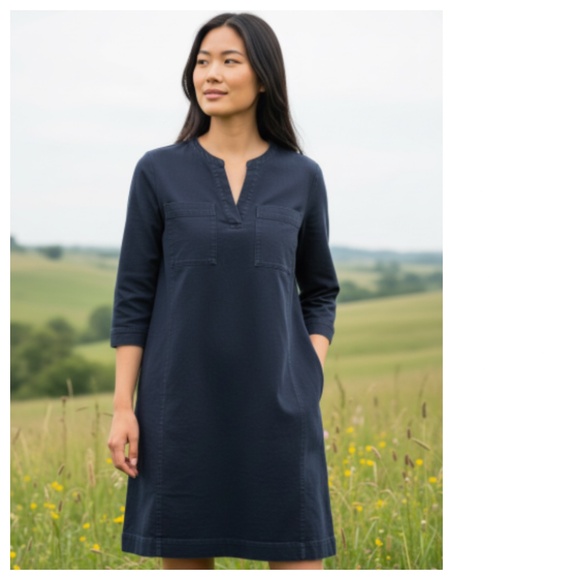 J. Jill Dresses & Skirts - J Jill Shift Dress Sz Small Navy Blue Jean Denim Look Minimalist Classic Chic